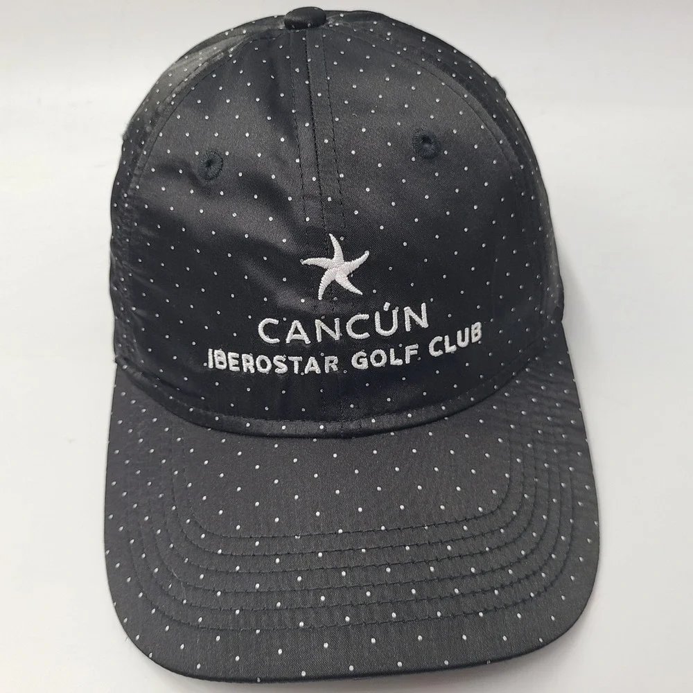 Women Iberostar Golf Club Hat Adjustable Black‎ White Polka Dot Cancun Course MX